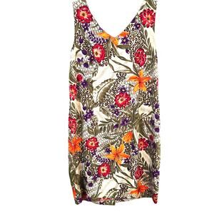 Kathy Lee Women's Dress 12 Size Beige Floral Sleeveless  Misses Large L